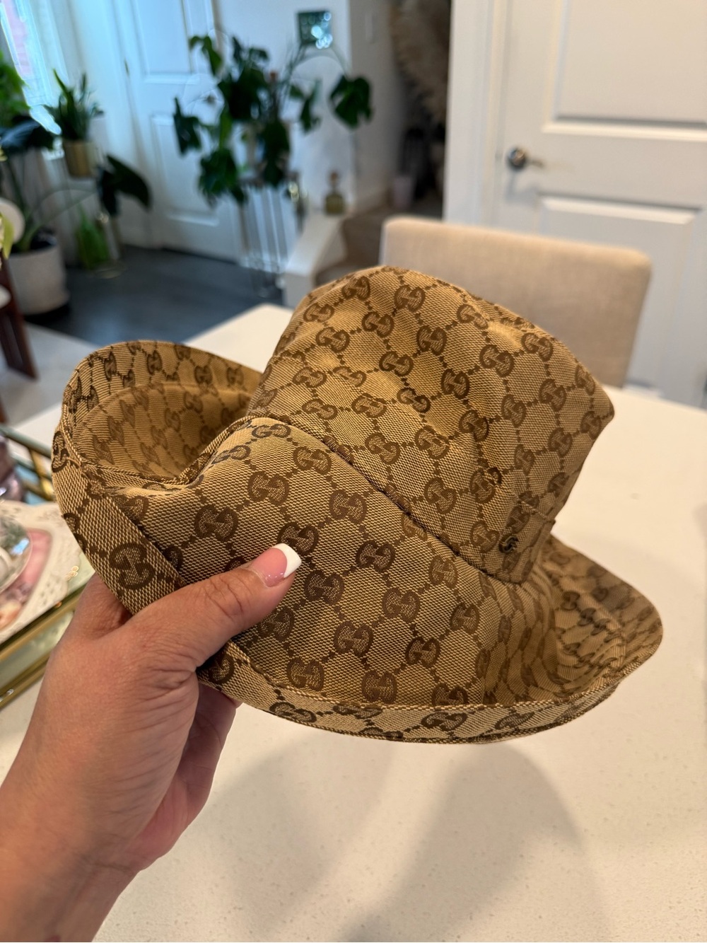 Gucci Brown GG Monogram Wide-Brim Bucket Hat - Picture 5 of 16